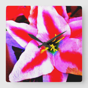 Hibiscus Flower Square Wall Clock
