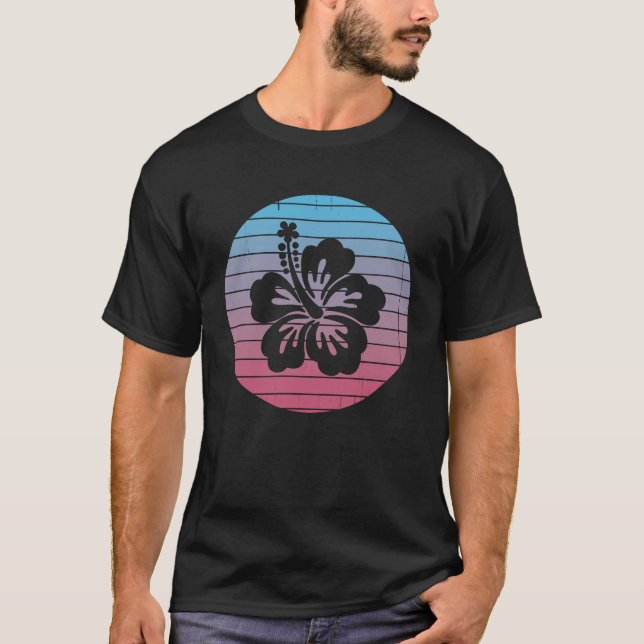 Hibiscus Flower Summer Hawaiian Flower Sunset T-Shirt (Front)