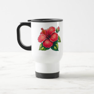 Hibiscus flower travel mug