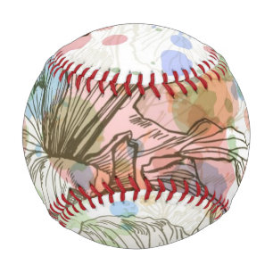 Hibiscus flower & watercolor background baseball