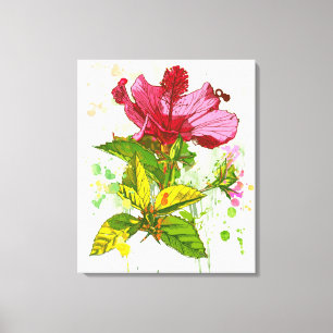 Hibiscus flower - watercolor paint 2 canvas print