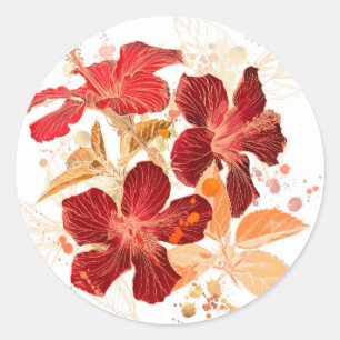 Hibiscus flower - watercolor paint 2 classic round sticker