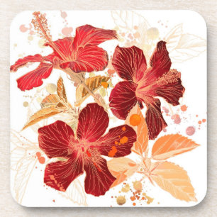 Hibiscus flower - watercolor paint 2 coaster