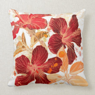 Hibiscus flower - watercolor paint 2 cushion