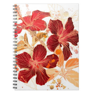 Hibiscus flower - watercolor paint 2 spiral notebook