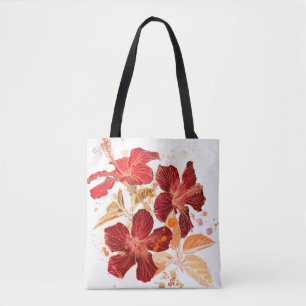 Hibiscus flower - watercolor paint 2 tote bag