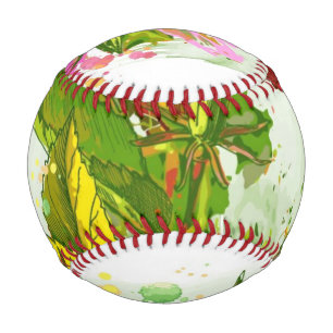 Hibiscus flower - watercolor paint baseball