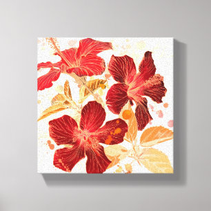 Hibiscus flower - watercolor paint canvas print