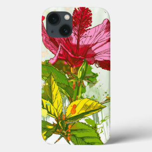 Hibiscus flower - watercolor paint iPhone 13 case