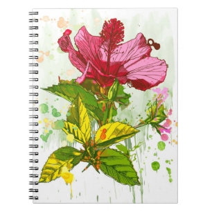 Hibiscus flower - watercolor paint spiral notebook