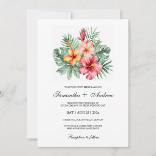 Hibiscus Flower Wedding Design Invitation