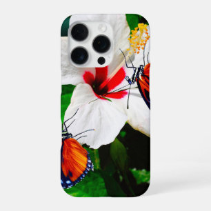 Hibiscus flower with 2 Tiger Longwing butterflies iPhone 16 Pro Case