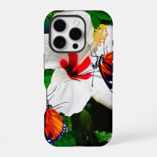 Hibiscus flower with 2 Tiger Longwing butterflies iPhone 16 Pro Case