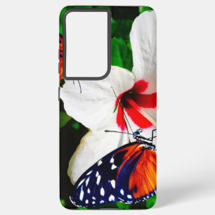 Hibiscus flower with 2 Tiger Longwing butterflies Samsung Galaxy Case