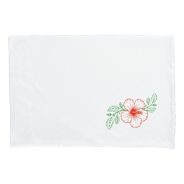 Hibiscus Flower with leaves Pillowcase (Front)