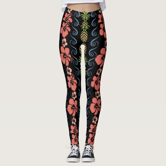 Hibiscus Flower With Pineapple Leggings (Front)
