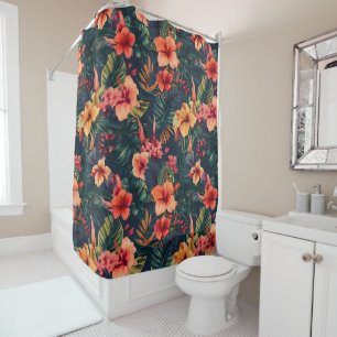Hibiscus Flowers, A Tropical Floral Pattern Shower Curtain