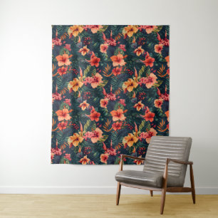 Hibiscus Flowers, A Tropical Floral Pattern Tapestry