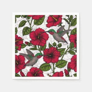 Hibiscus flowers and hummingbirds napkin