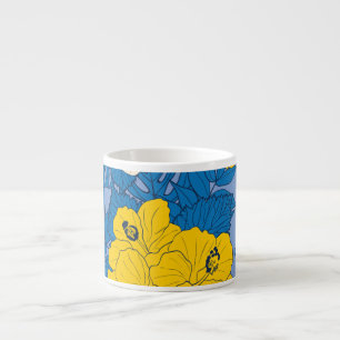 Hibiscus flowers and leaves espresso cup