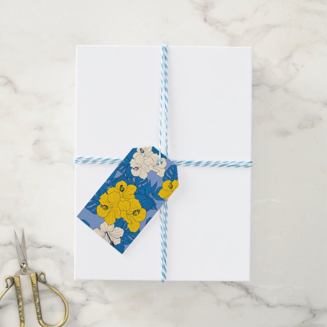 Hibiscus flowers and leaves  gift tags (With Twine)