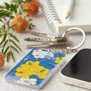 Hibiscus flowers and leaves  key ring