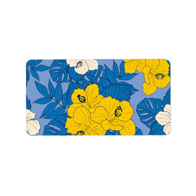 Hibiscus flowers and leaves   label (Front)