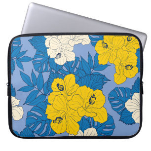 Hibiscus flowers and leaves   laptop sleeve