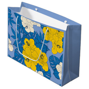 Hibiscus flowers and leaves large gift bag