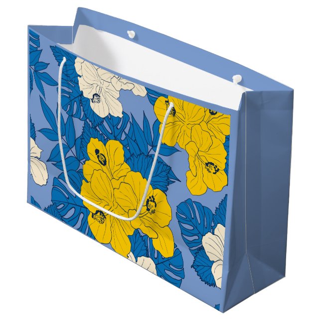 Hibiscus flowers and leaves  large gift bag (Front Angled)