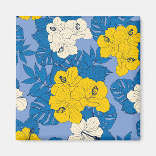 Hibiscus flowers and leaves magnet