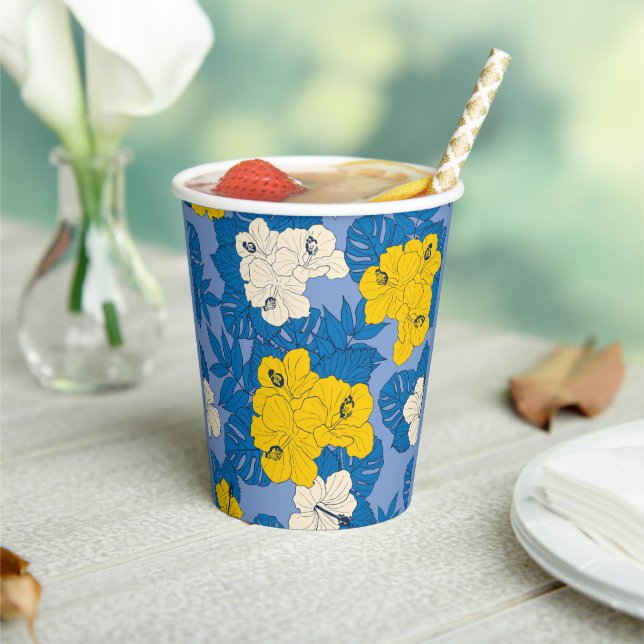Hibiscus flowers and leaves  paper cups (Insitu)