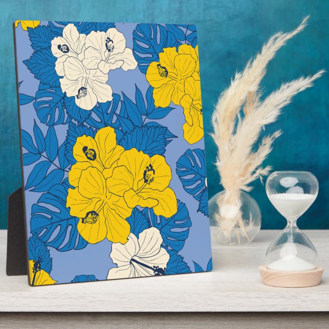 Hibiscus flowers and leaves  plaque (Side)