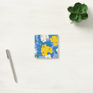 Hibiscus flowers and leaves post-it notes