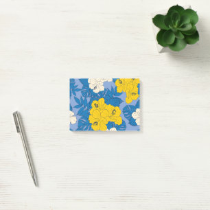 Hibiscus flowers and leaves post-it notes