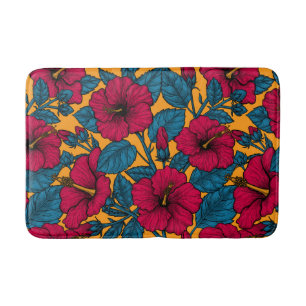 Hibiscus flowers bath mat