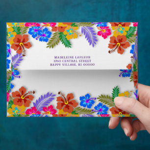 Hibiscus Flowers Border Decorated Envelopes