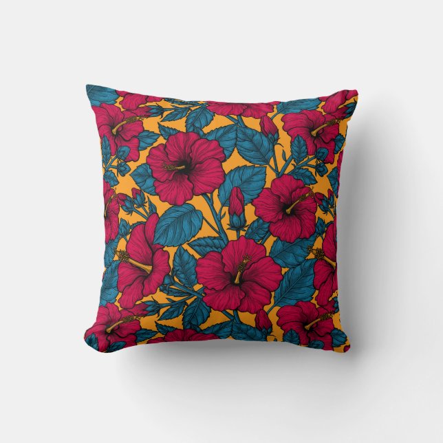 Hibiscus flowers cushion (Front)