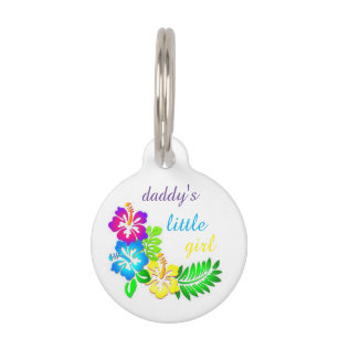 Hibiscus Flowers Daddy's Little Girl Pet Tag