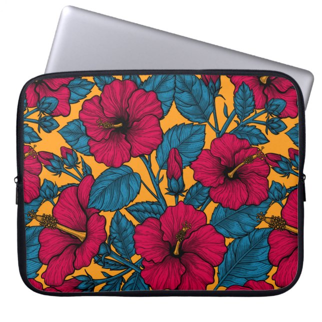 Hibiscus flowers laptop sleeve (Front)