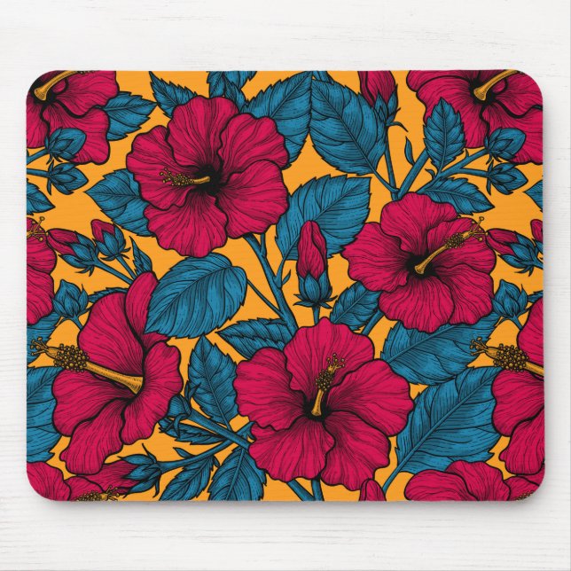 Hibiscus flowers mouse pad (Front)