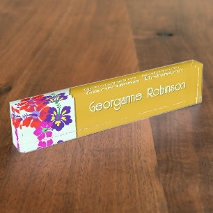 Hibiscus Flowers Name Only Office Desk Nameplate