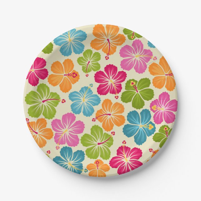 Hibiscus Flowers Paper Plate (Front)