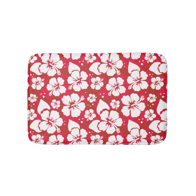 Hibiscus Flowers Pattern Bath Mat (Front)
