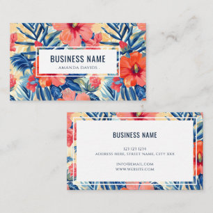 Hibiscus Flowers Pattern Colourful Flowers Business Card