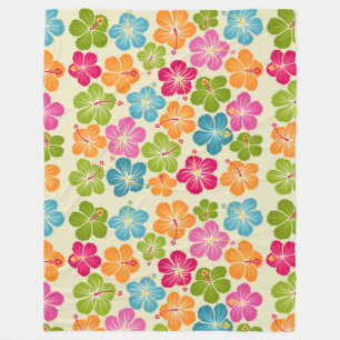 Hibiscus Flowers Pattern Fleece Blanket