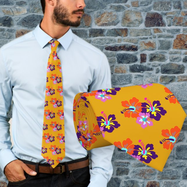 Hibiscus Flowers Pattern Gold Floral tie (Creator Uploaded)