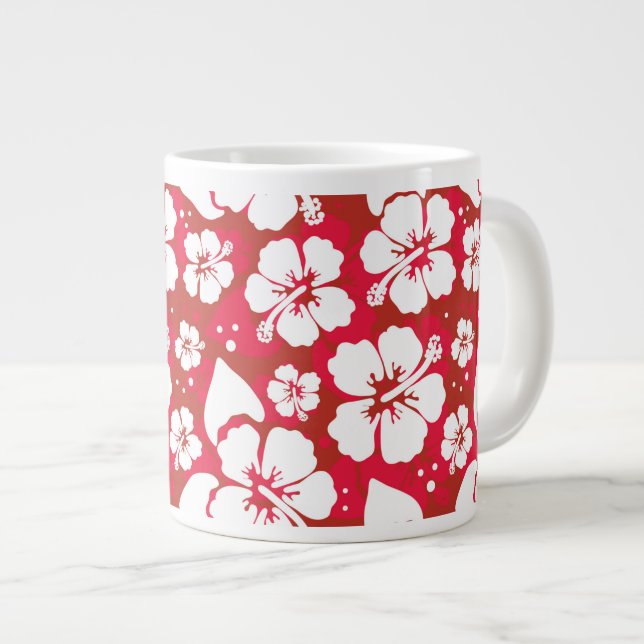 Hibiscus Flowers Pattern Large Coffee Mug (Front Right)