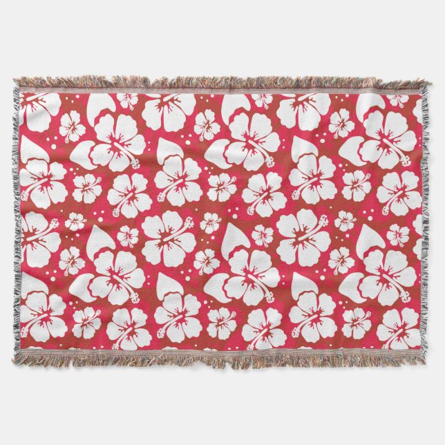 Hibiscus Flowers Pattern Throw Blanket (Front)