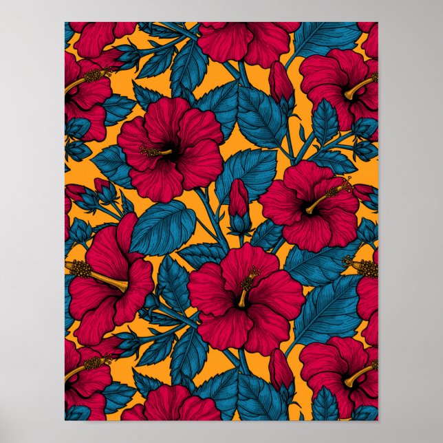 Hibiscus flowers poster (Front)